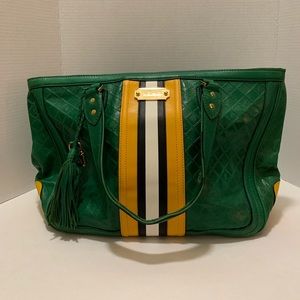 L.A.M.B. By Gwen Stefani Rock Studded Leather Tote Bag Green